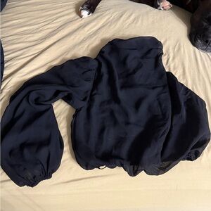 Hello Molly Elegant Black one shoulder Sheer Blouse